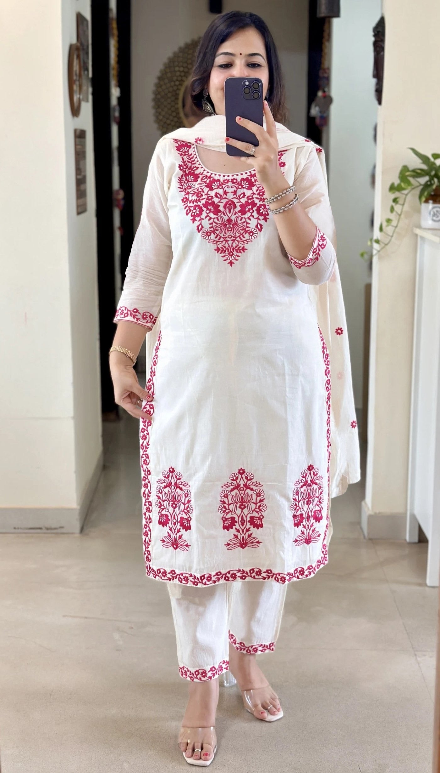 Women’s Tesla Embroidered Kurta Pent Dupatta Set