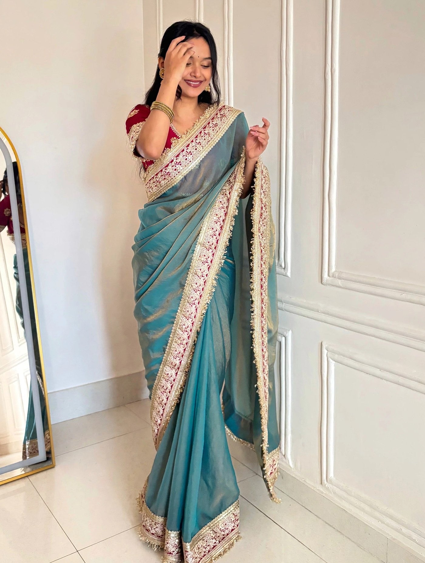 Attractive Fandy Stylish Look Party Wear Saree