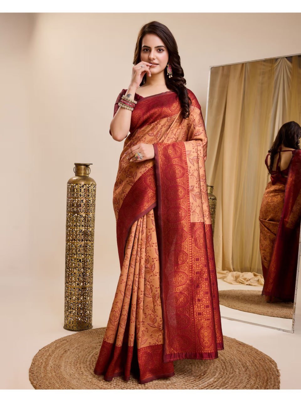 Maroon Banarasi Soft Silk Jacquard Weave Saree