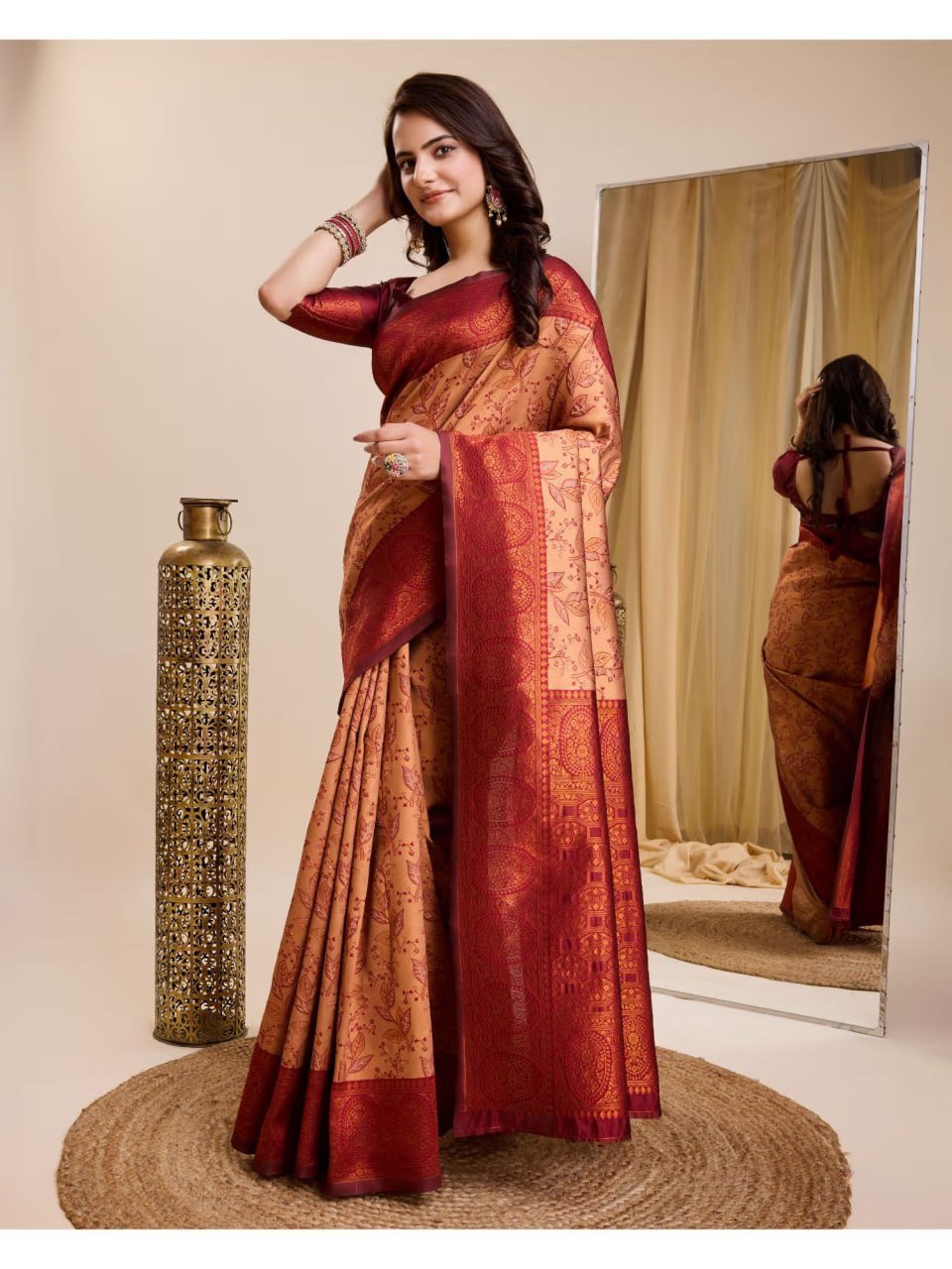 Maroon Banarasi Soft Silk Jacquard Weave Saree
