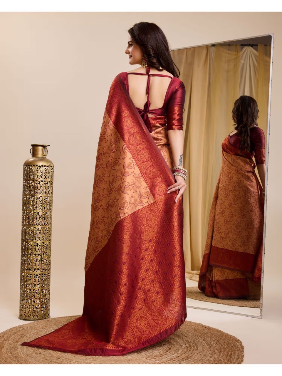 Maroon Banarasi Soft Silk Jacquard Weave Saree