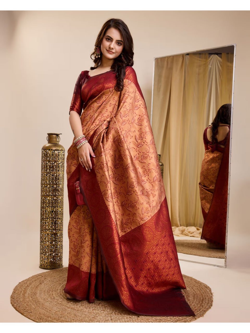 Maroon Banarasi Soft Silk Jacquard Weave Saree