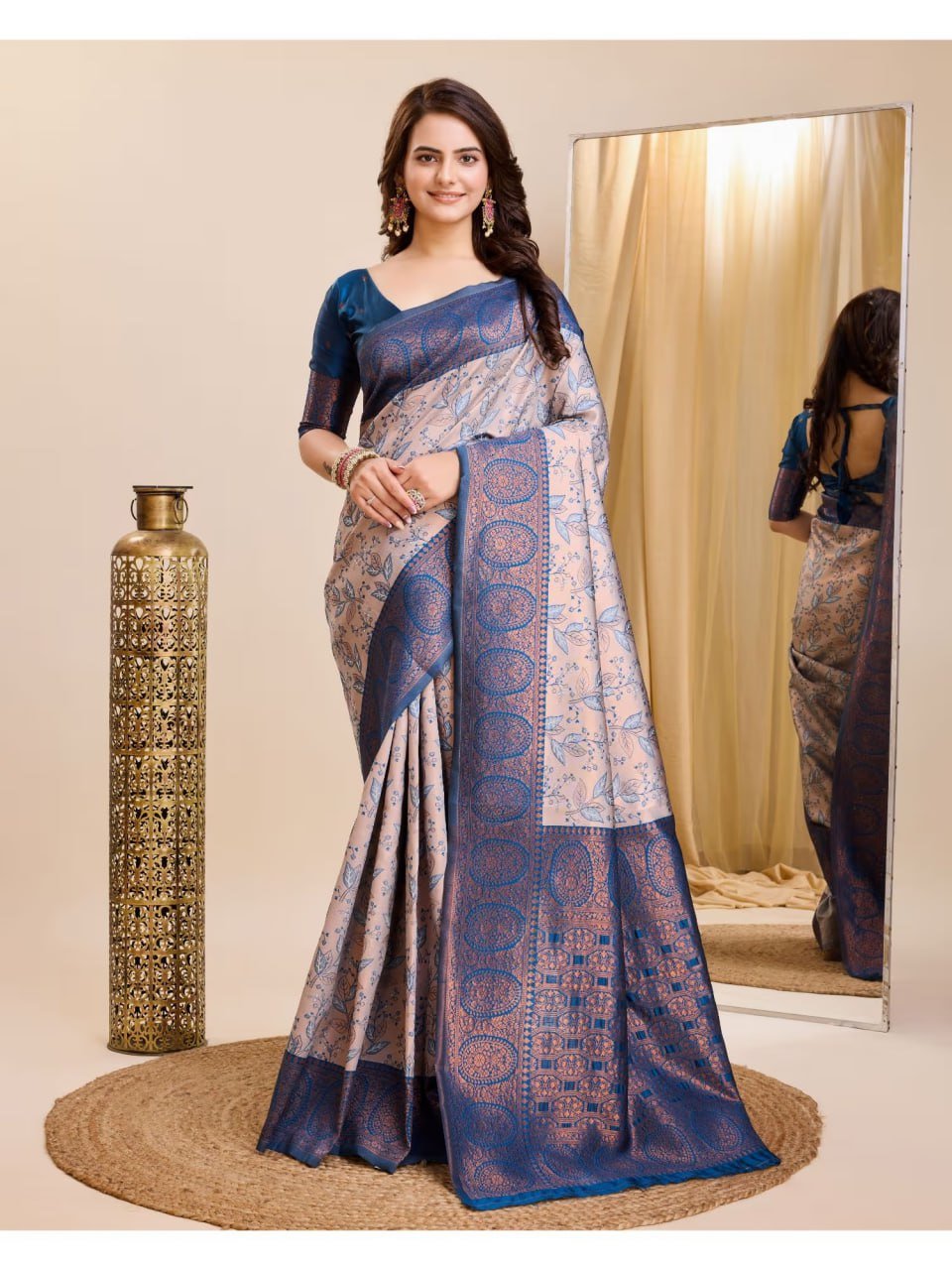 Blue Banarasi Soft Silk Jacquard Weave Saree