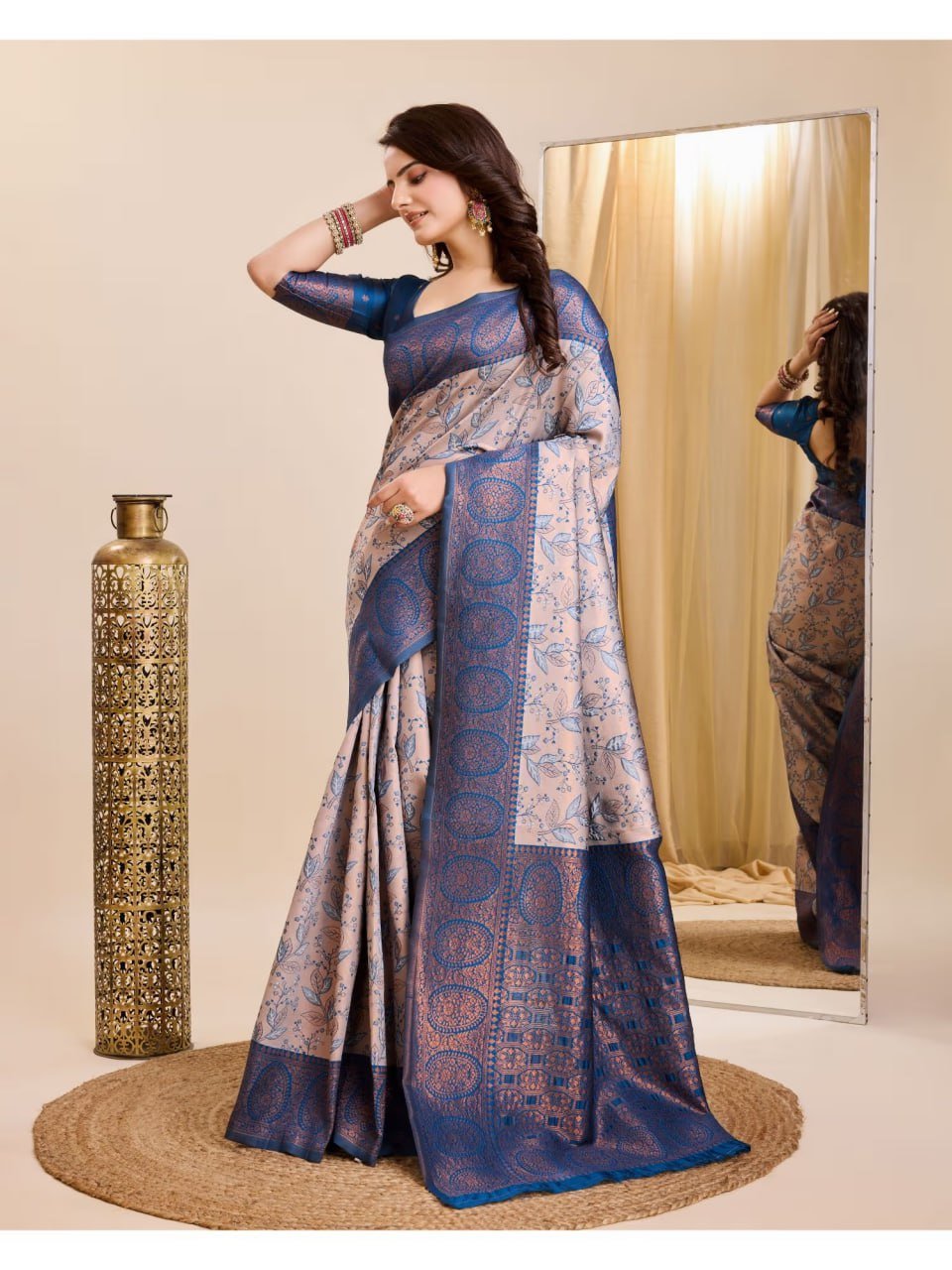 Blue Banarasi Soft Silk Jacquard Weave Saree