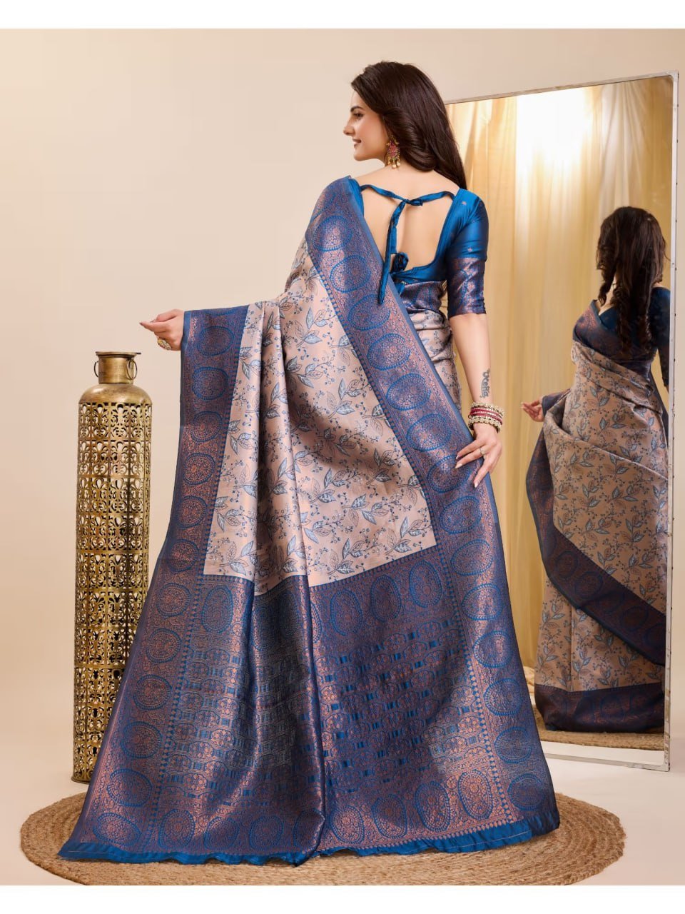 Blue Banarasi Soft Silk Jacquard Weave Saree