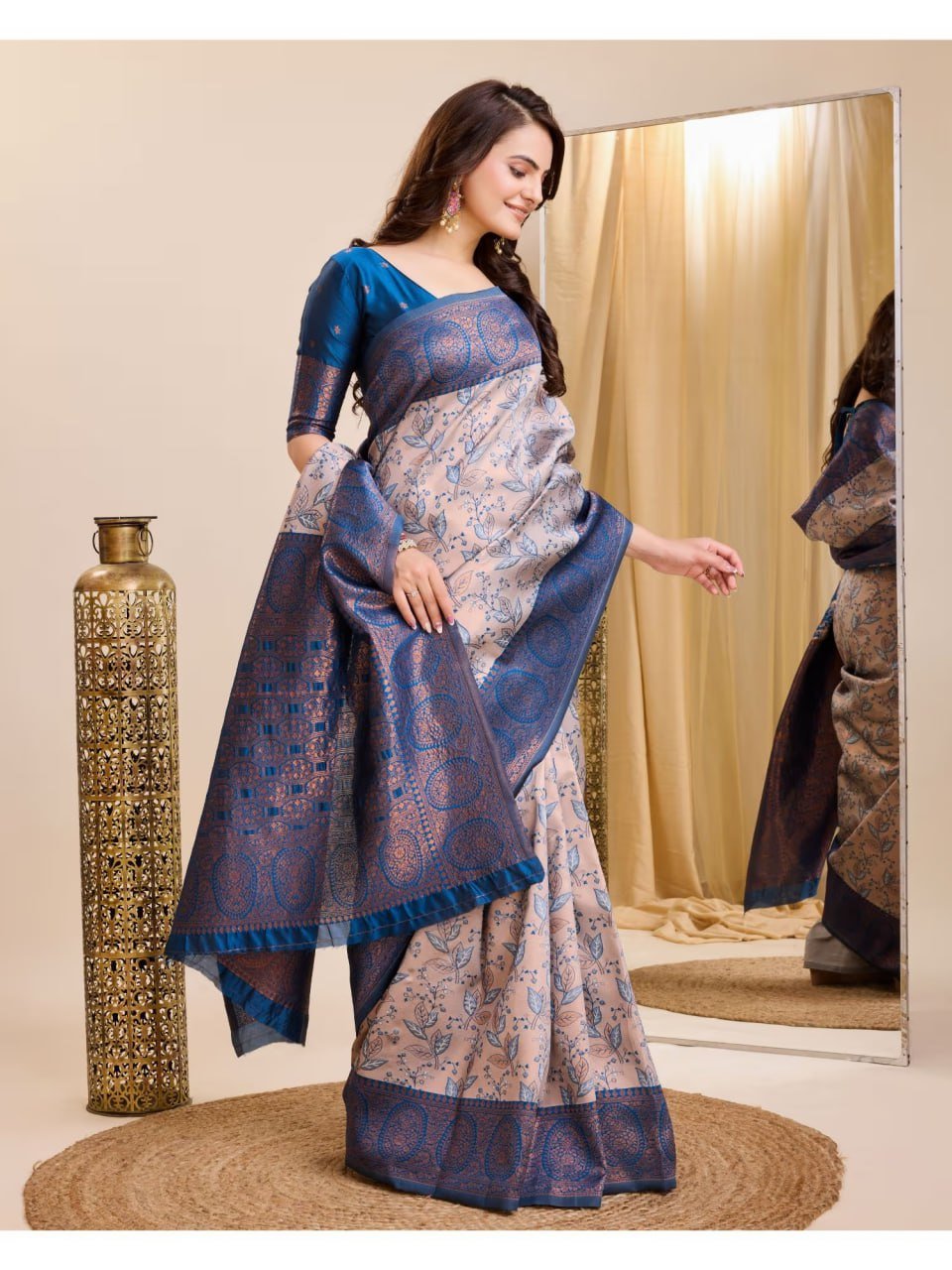 Blue Banarasi Soft Silk Jacquard Weave Saree
