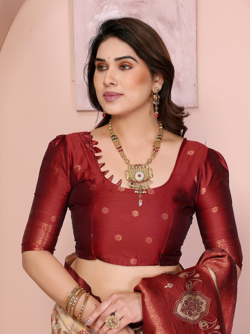 Red Banarasi Soft Silk Saree for Women