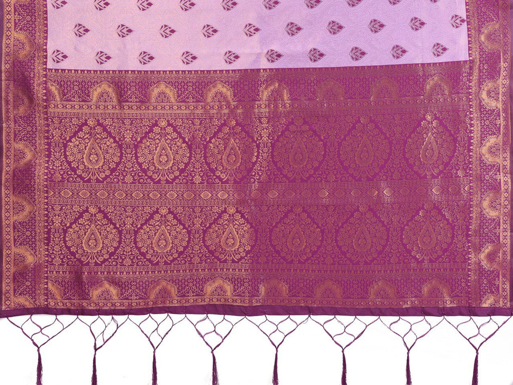 Purple Banarasi Soft Silk Jacquard Border Saree