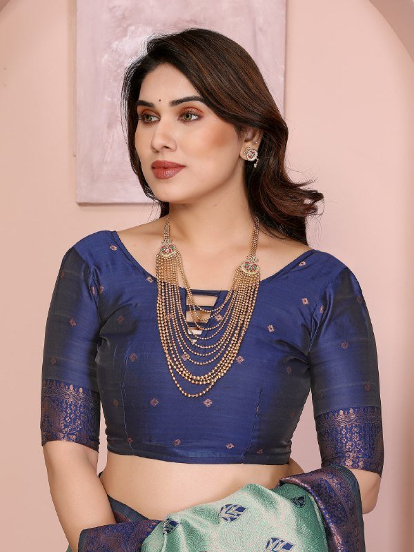 Sea Green Banarasi Soft Silk Jacquard Border Saree