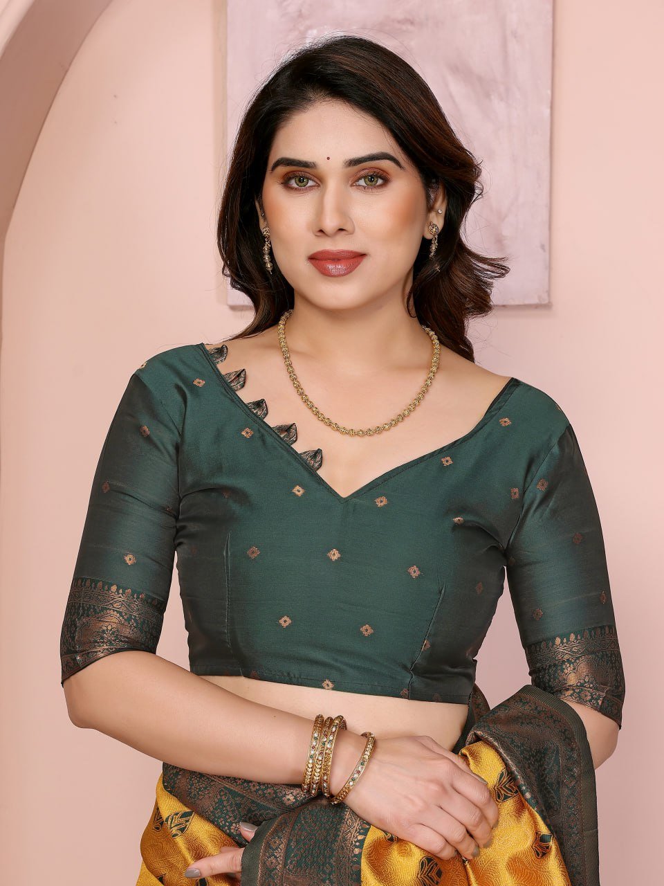 Yellow Banarasi Silk Saree – Jacquard Border, Zari Festive Indian Wear