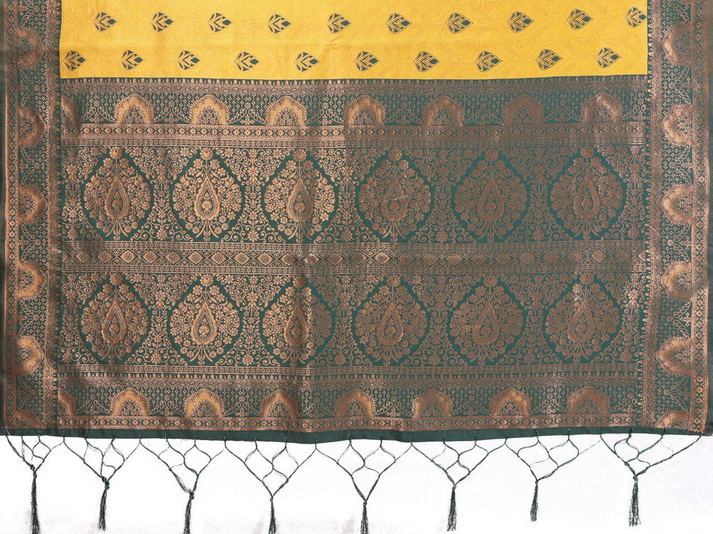 Yellow Banarasi Silk Saree – Jacquard Border, Zari Festive Indian Wear
