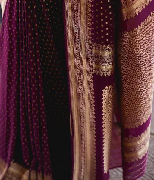 Purple Soft Lichi Silk Jacquard Designer Saree