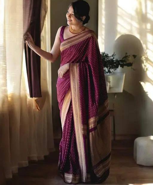 Purple Soft Lichi Silk Jacquard Designer Saree