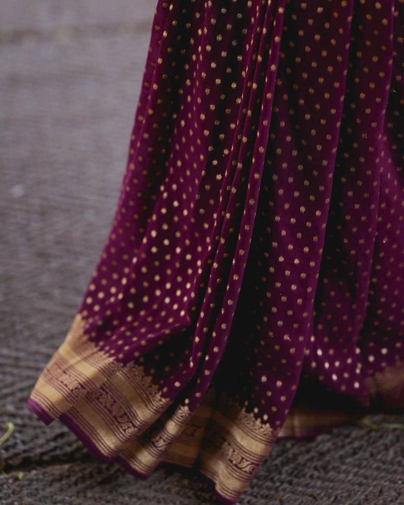 Purple Soft Lichi Silk Jacquard Designer Saree