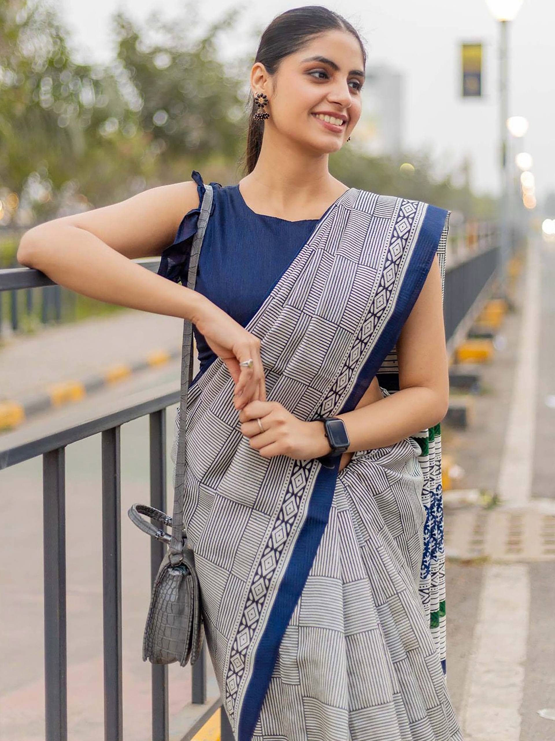 Soft Pure Cotton Jaipur Block Printed Office Wear Saree