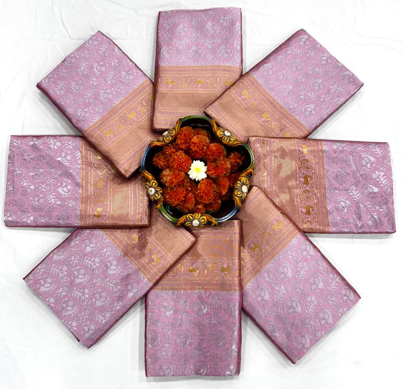 Light Pink Designer Soft Lichi Silk Jacquard Work Saree