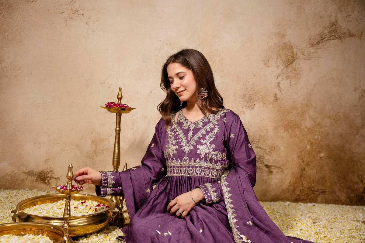 Maroon Rangoli Crush Heavy Embroidery and sequence Work Kurti Set