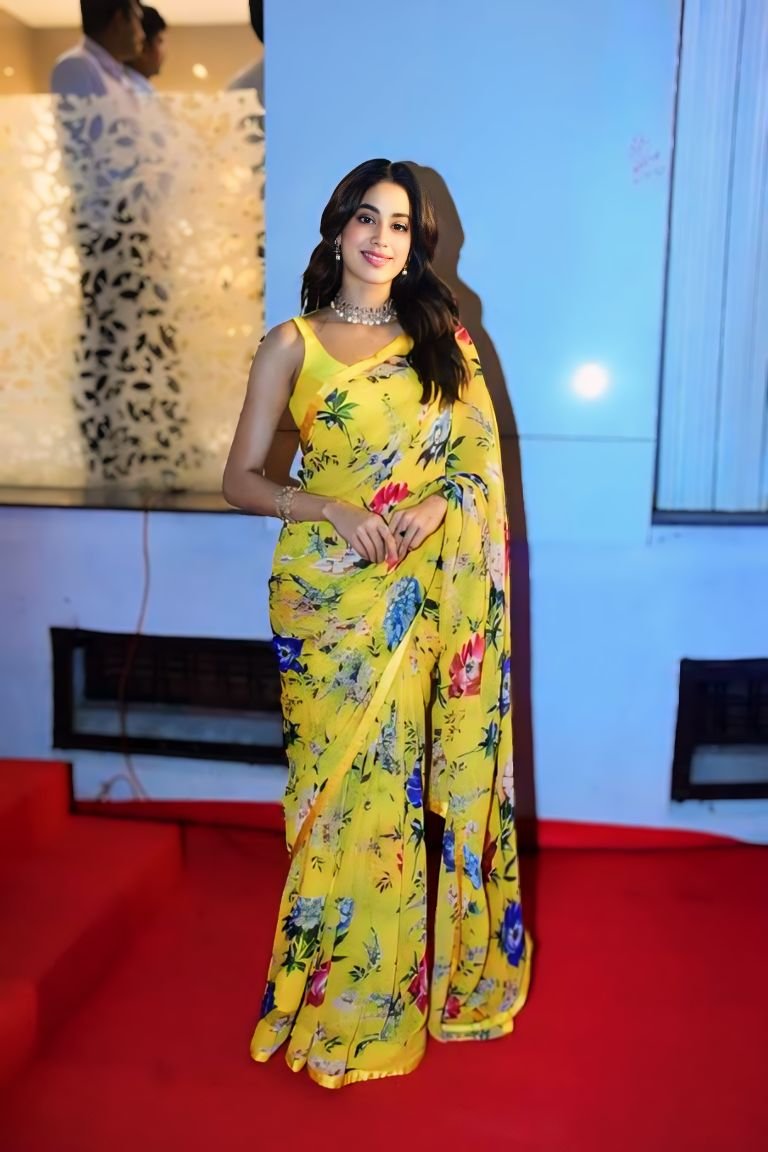Georgette Yellow Printed Saree - Ready To Wear Designer Saree Online