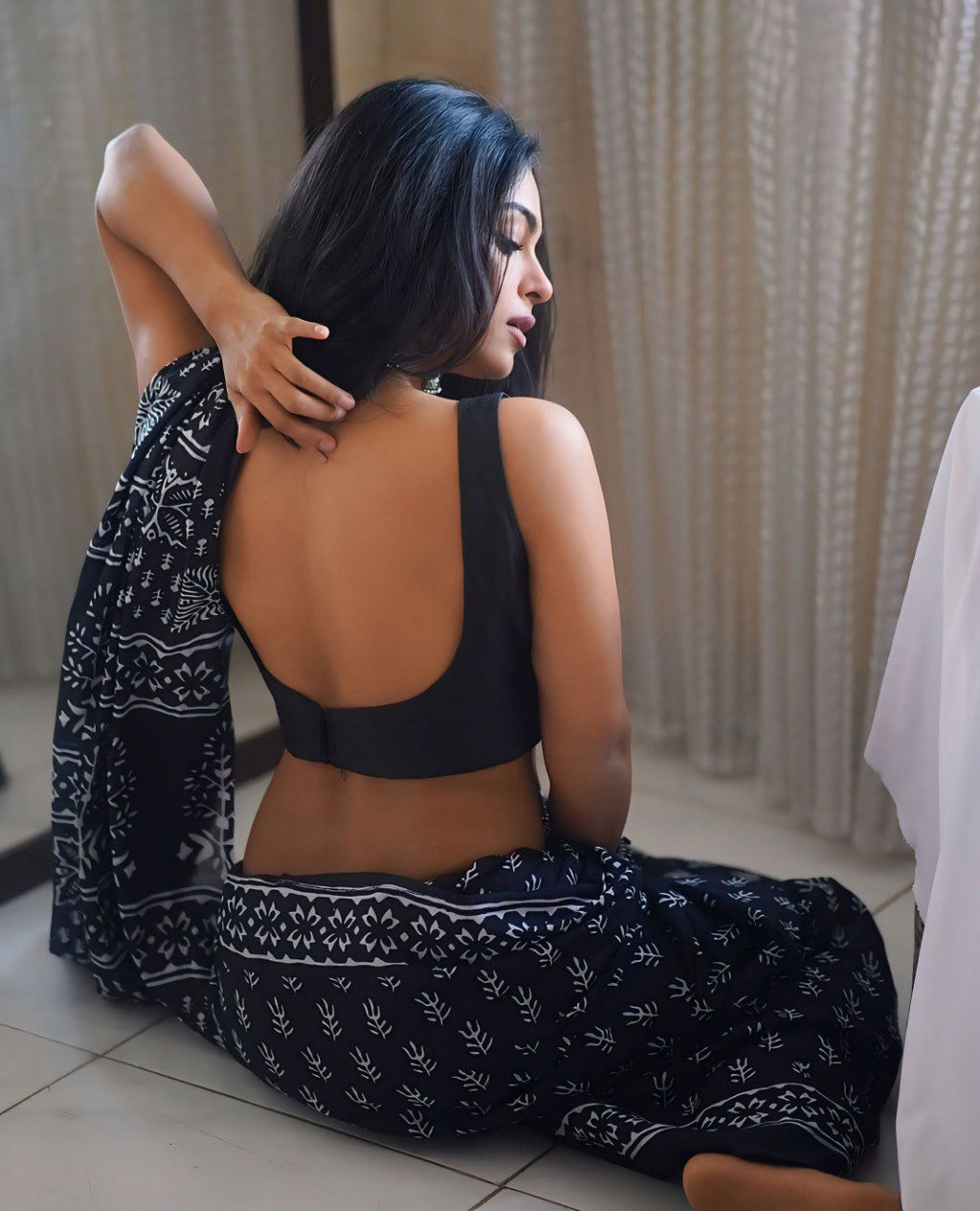 Ready to Wear Cotton Blue Printed Saree for Women