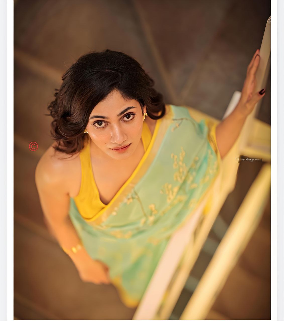 Aqua Blue Soft Linen Digital Printed Saree