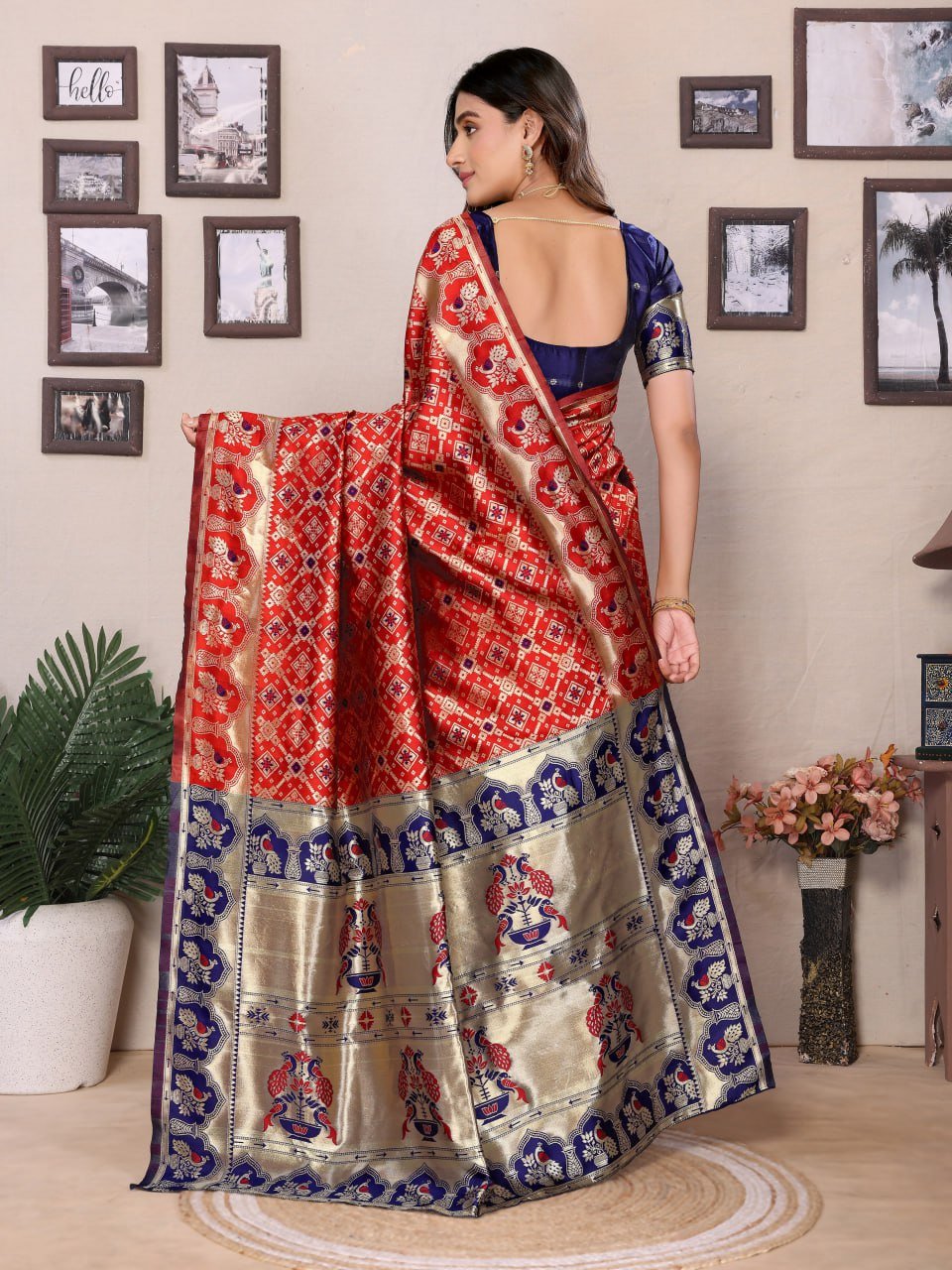 Red And Gold Banarasi Soft Silk Saree