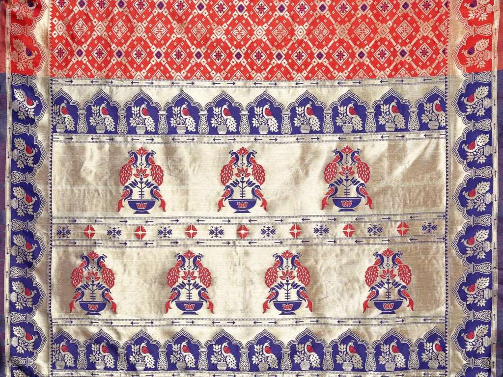 Red And Gold Banarasi Soft Silk Saree