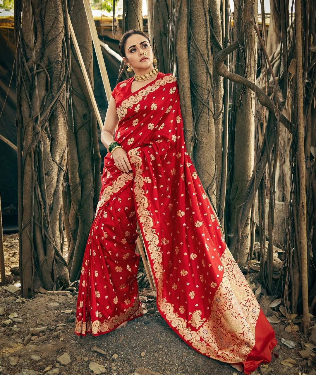 Red Banarasi Soft Silk Saree
