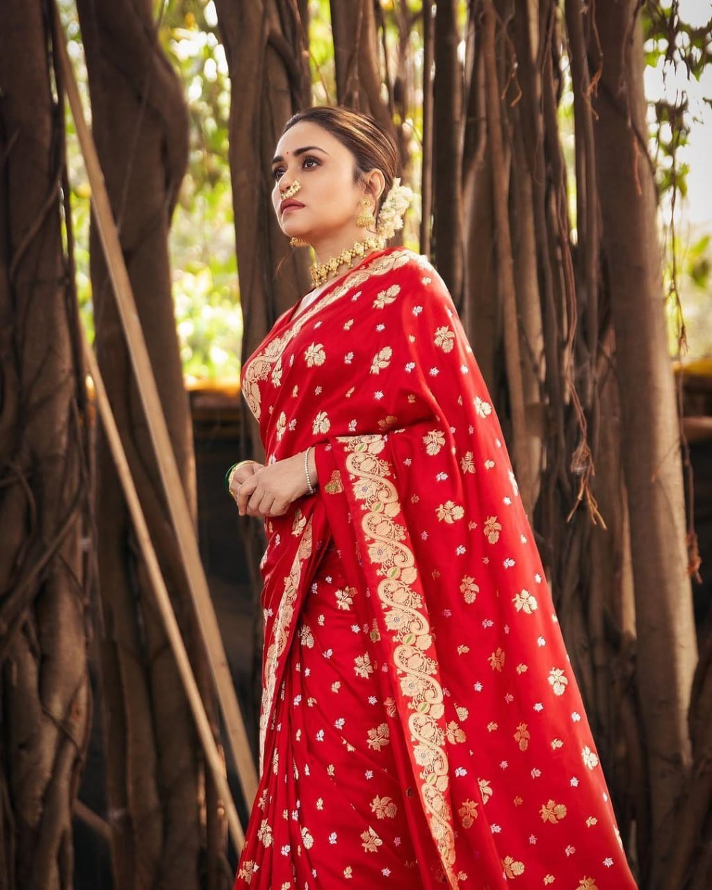 Red Banarasi Soft Silk Saree
