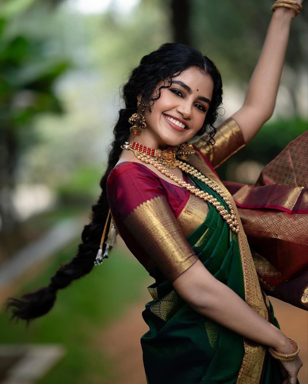 Golden And Dark Green Banarasi Soft Silk Saree