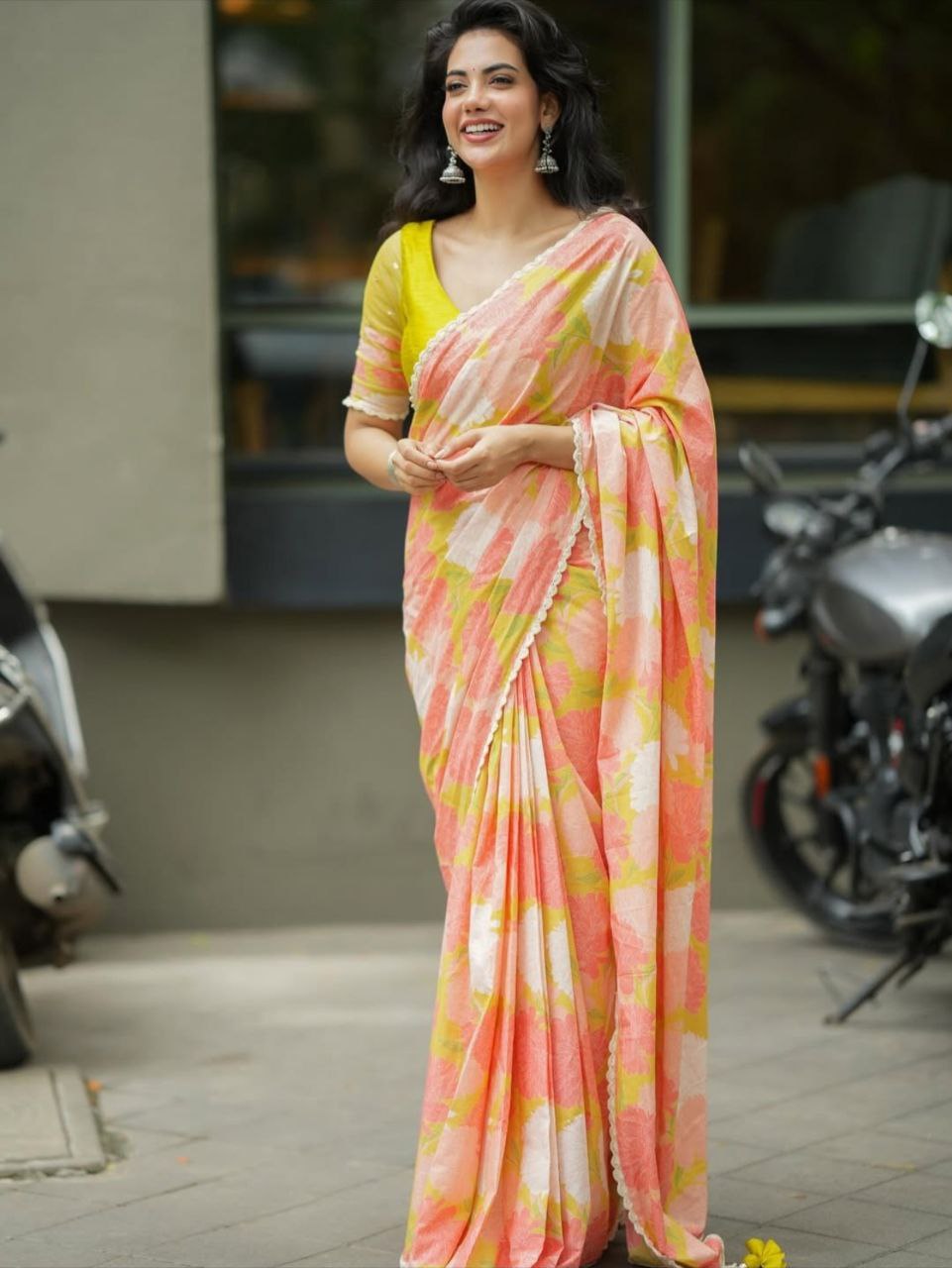 Multi Digital Printed Soft Linen Saree