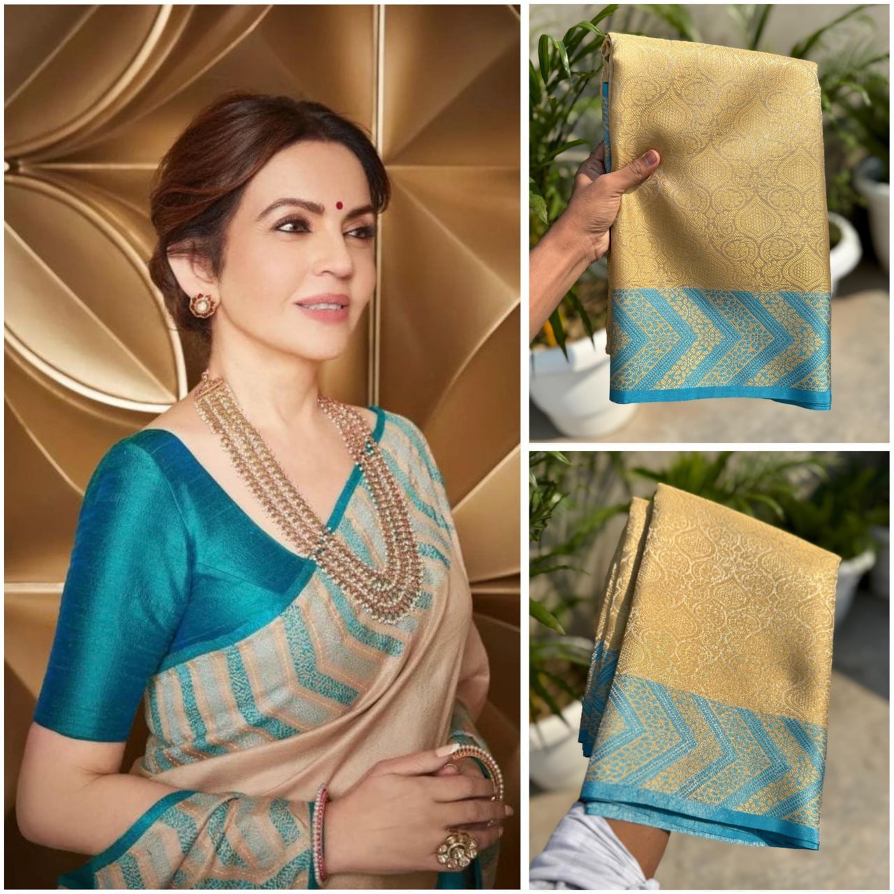 Golden Banarasi Soft Silk Saree