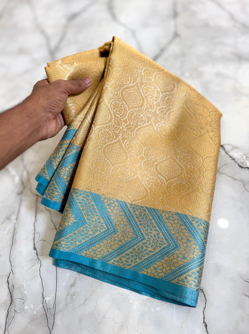 Golden Banarasi Soft Silk Saree