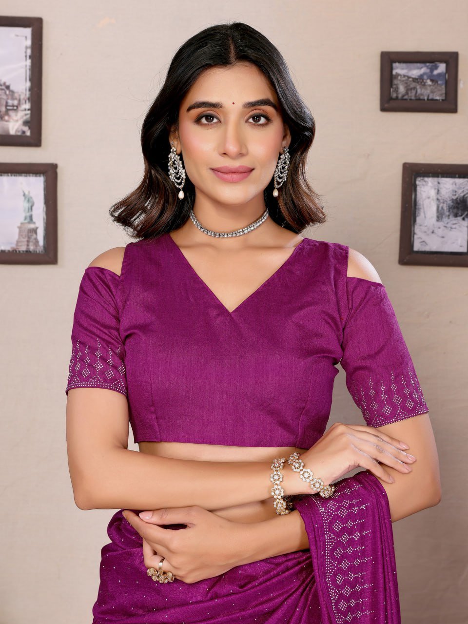 Dark Purple Dosa Silk Saree