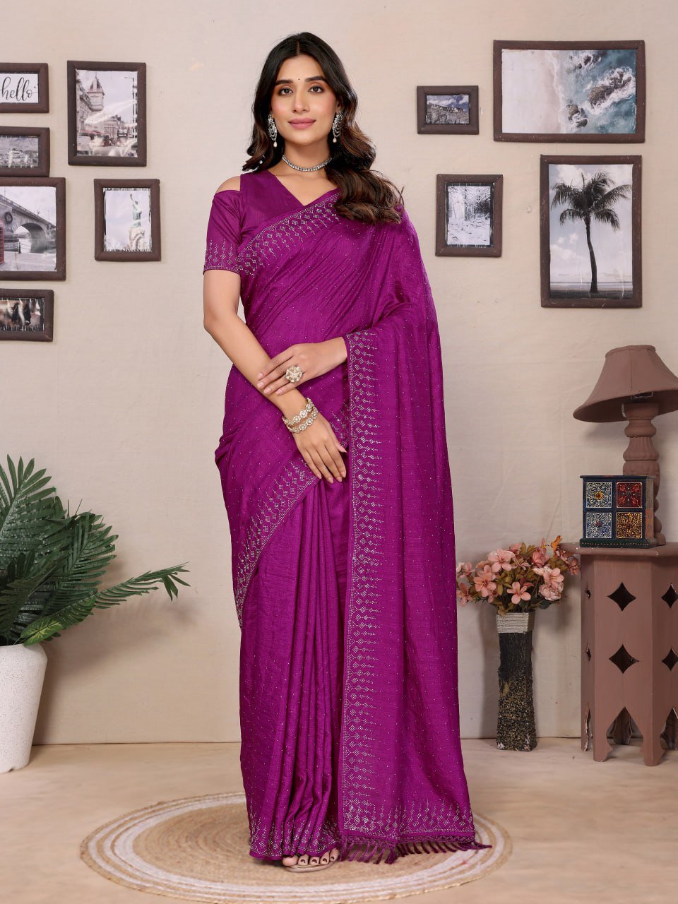 Dark Purple Dosa Silk Saree