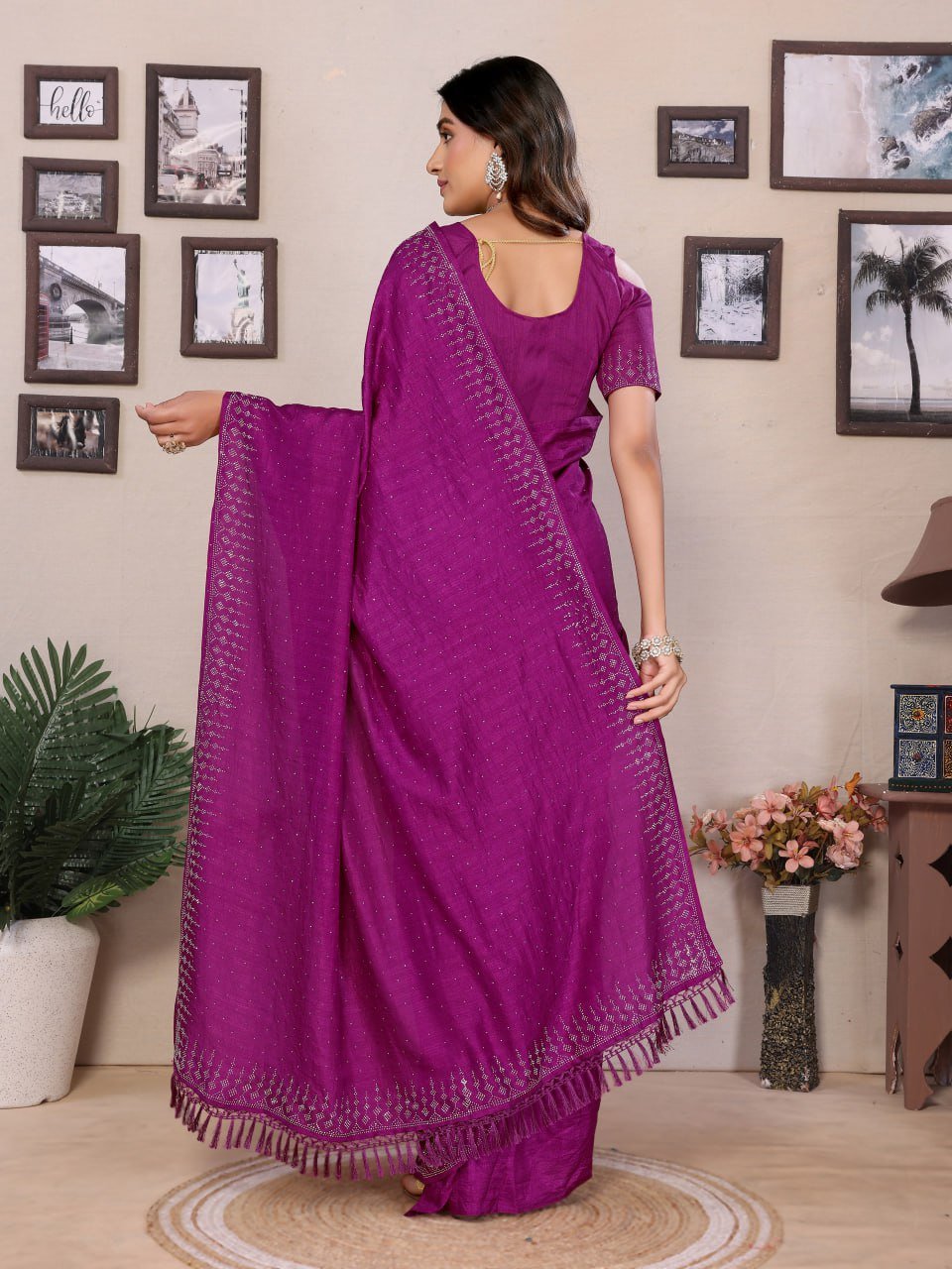 Dark Purple Dosa Silk Saree