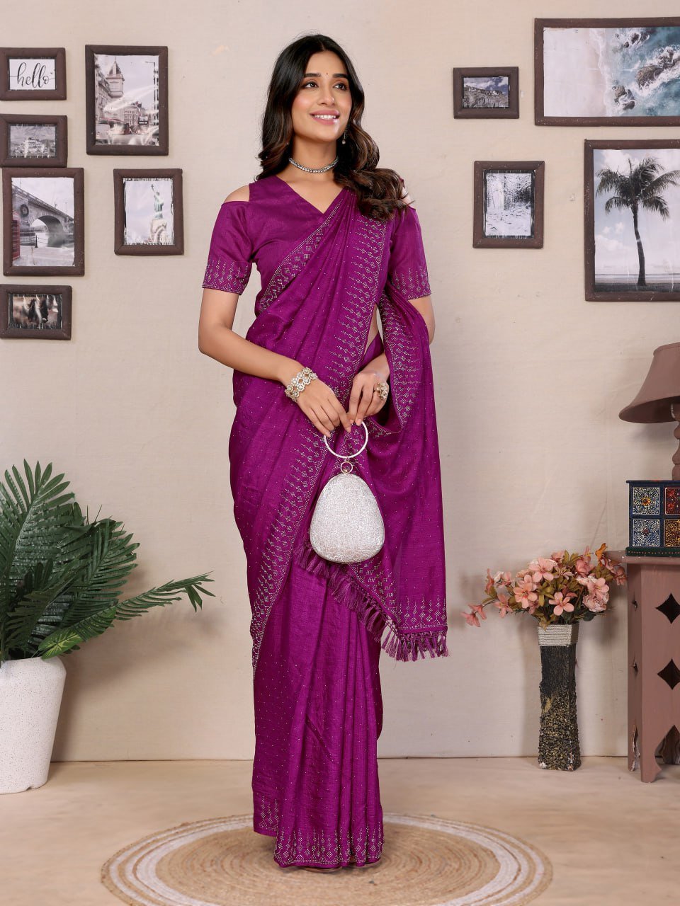 Dark Purple Dosa Silk Saree