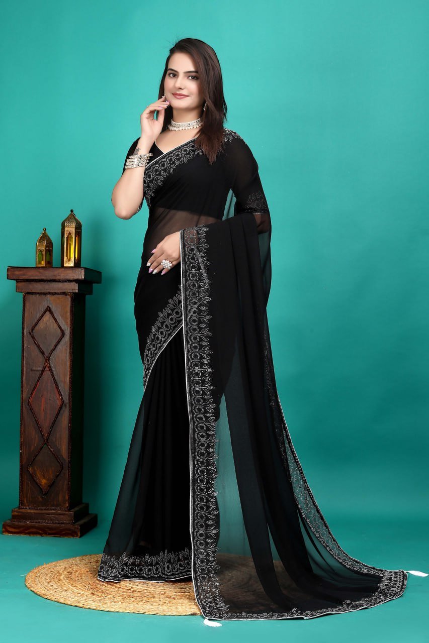 Premium Black Georgette Saree for Women