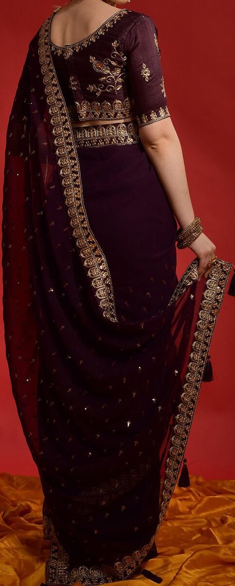 Soft Georgette Fabric With Sequins Embroidered Work