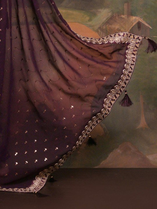 Soft Georgette Fabric With Sequins Embroidered Work