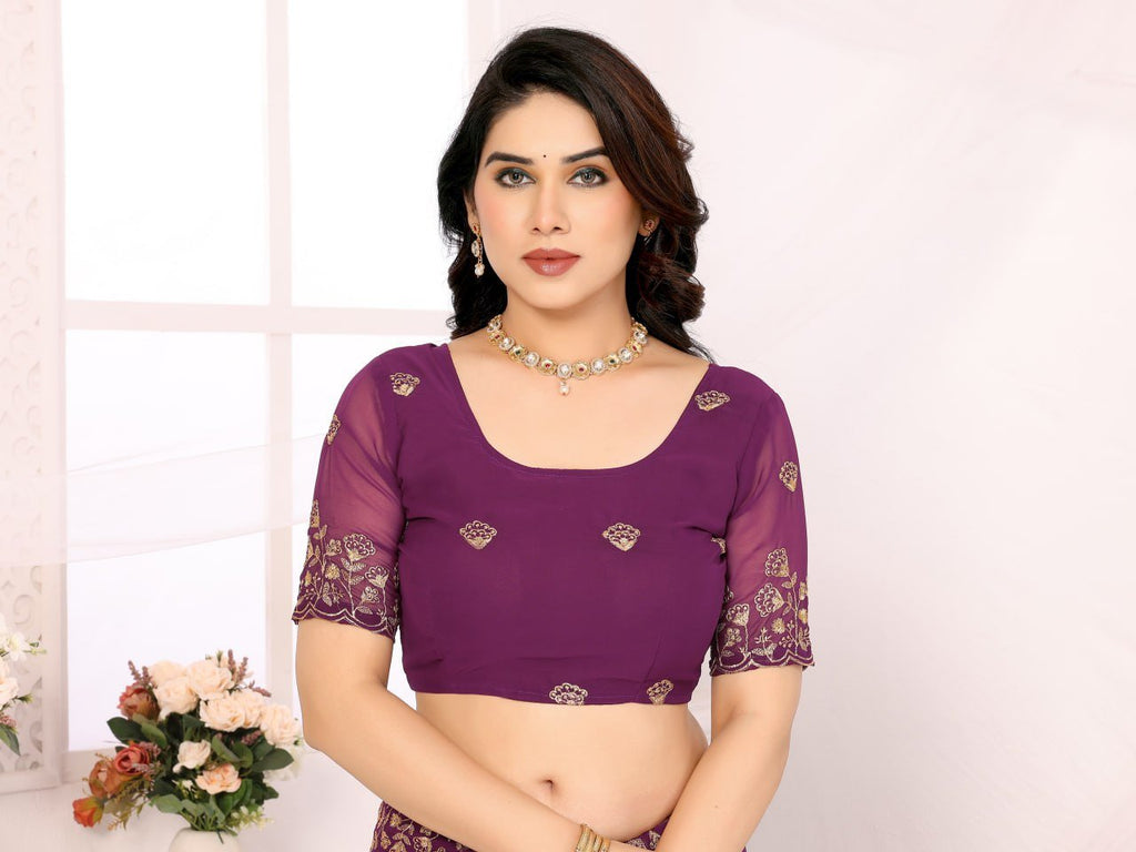 Dark Purple Georgette Saree