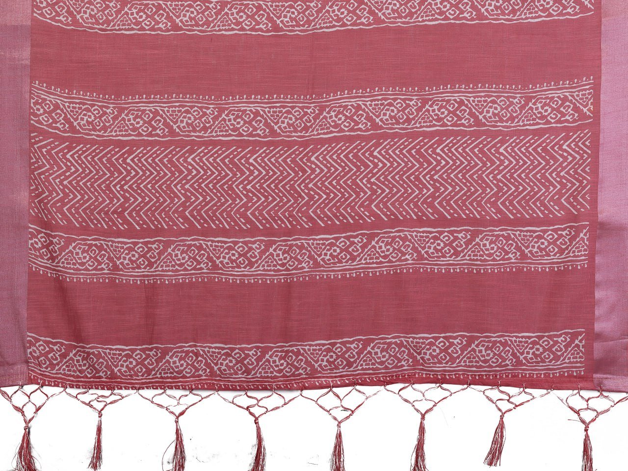 Pink Printed Cotton Linen Saree