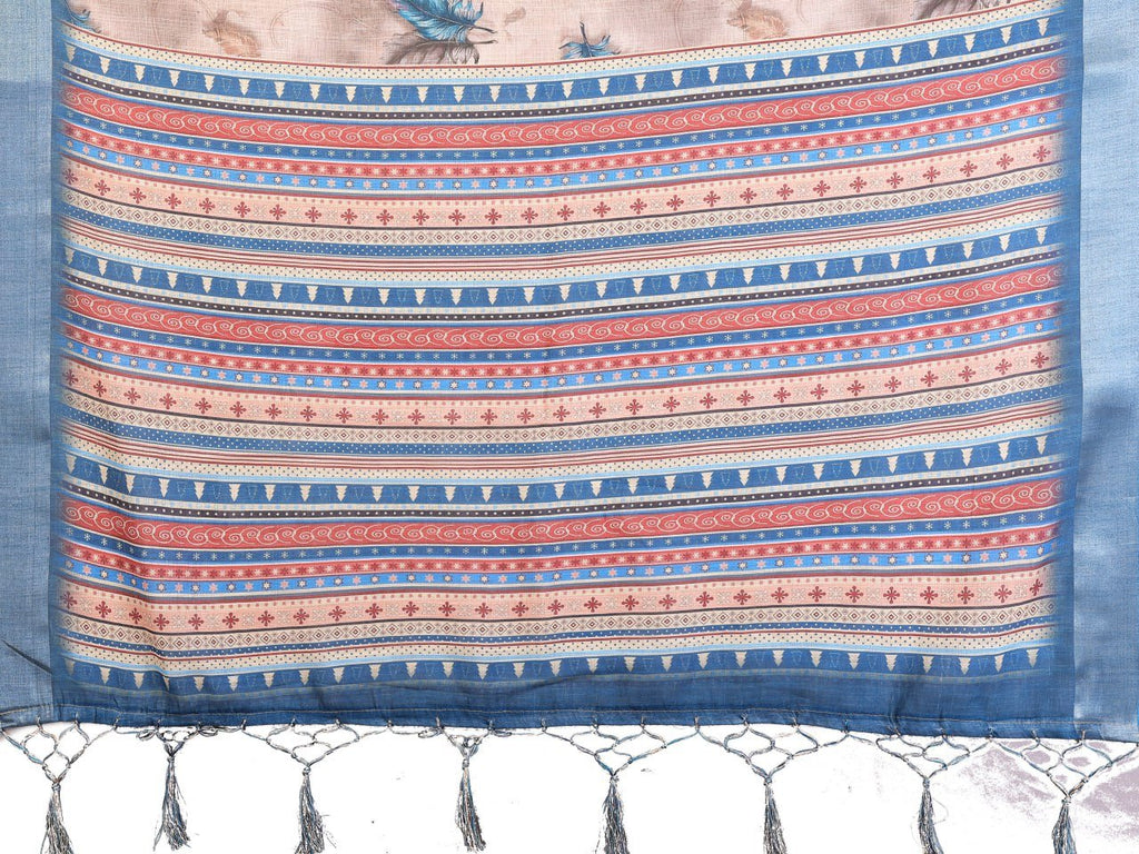 Butterfly Print With Cotton Linen Saree