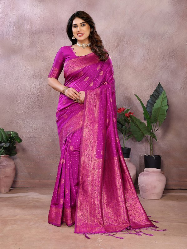 Pink Beautiful Banarasi Soft Silk Saree