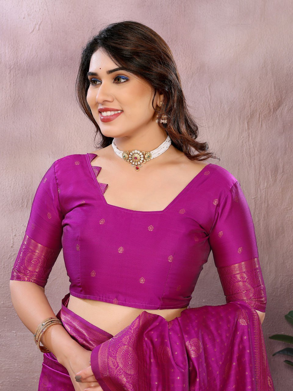 Pink Beautiful Banarasi Soft Silk Saree