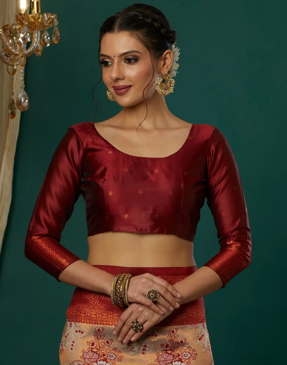 Red Beautiful Banarasi Soft Silk Saree