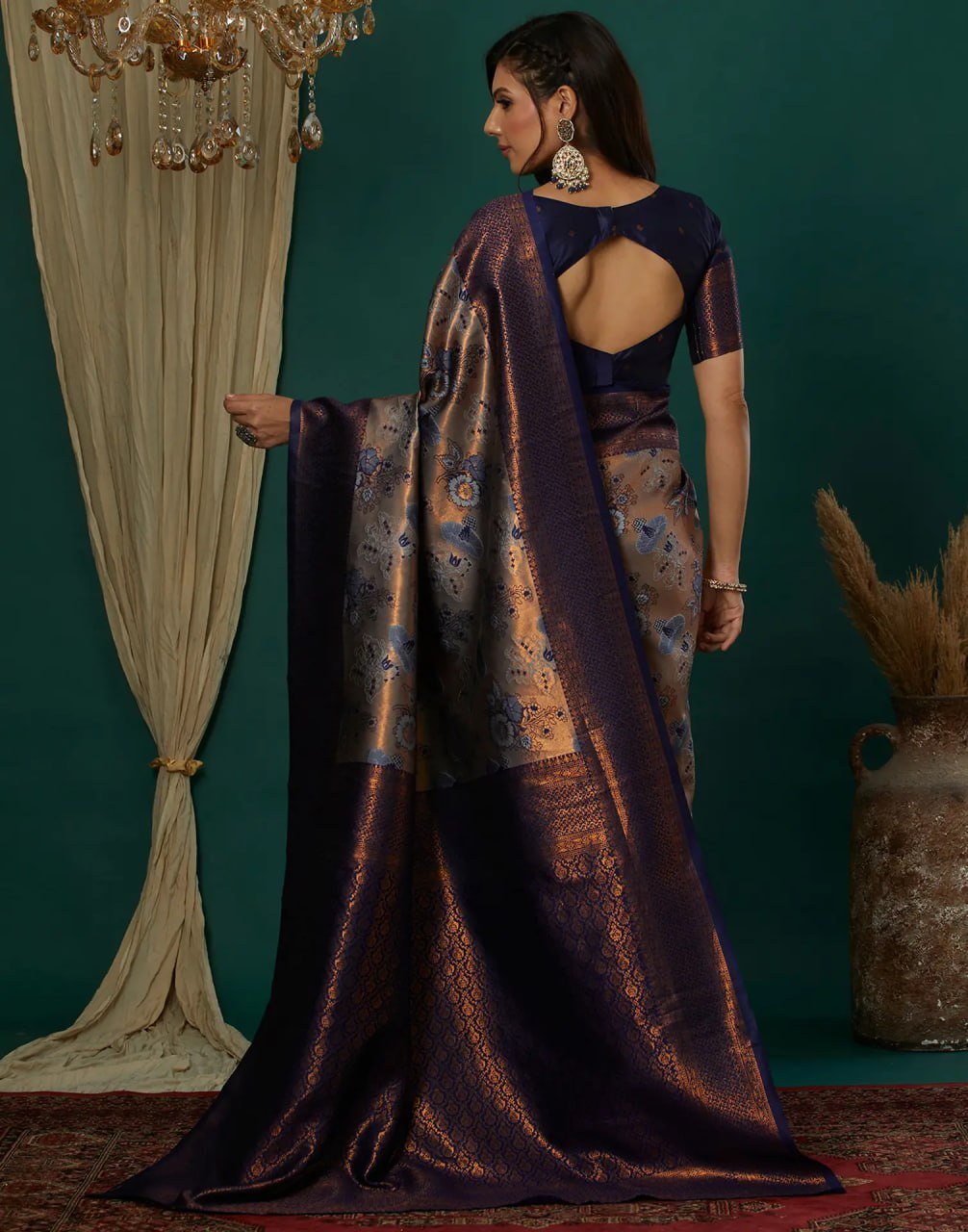 Dark Purple Beautiful Banarasi Soft Silk Saree