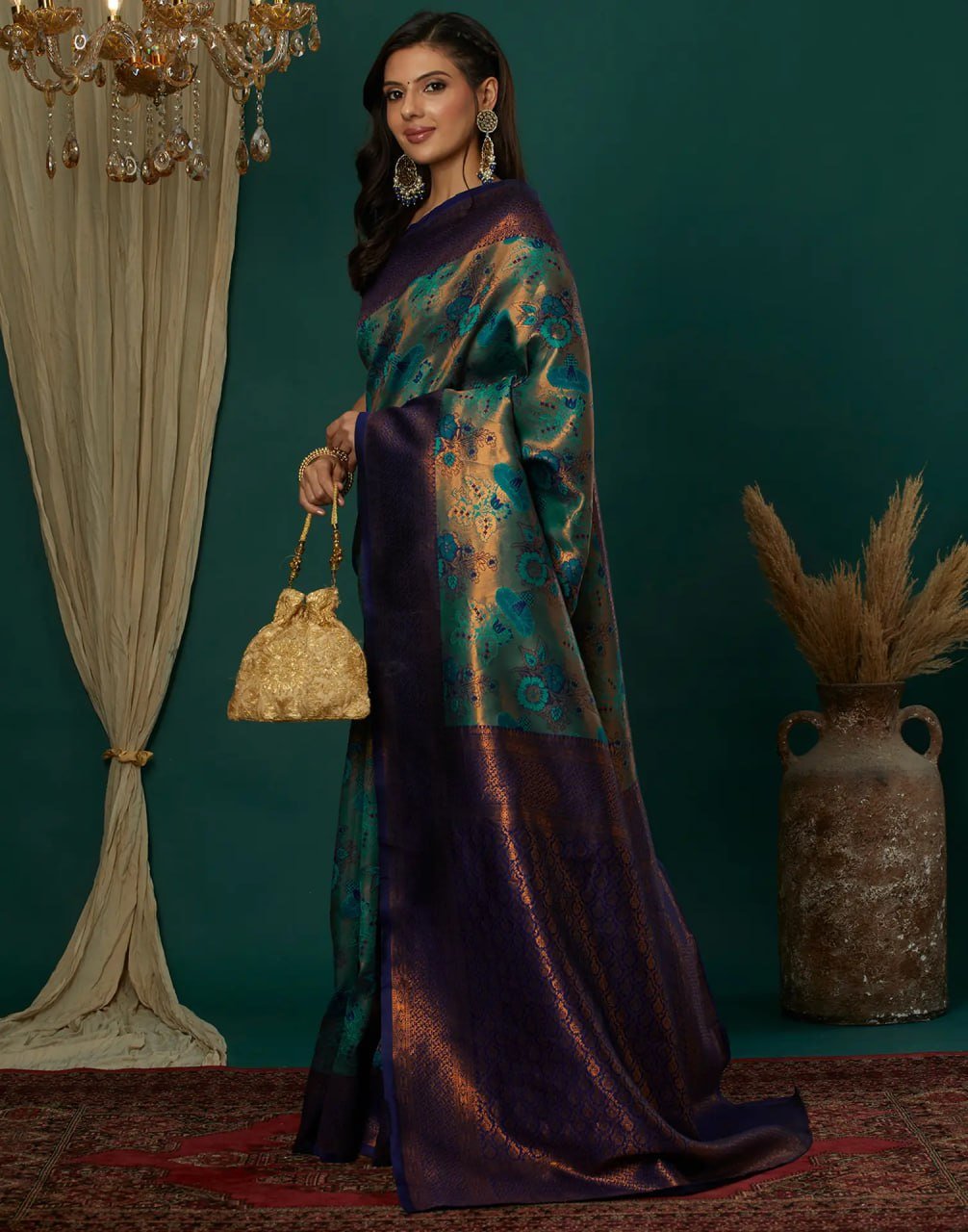 summer festive aqua silk saree trending look