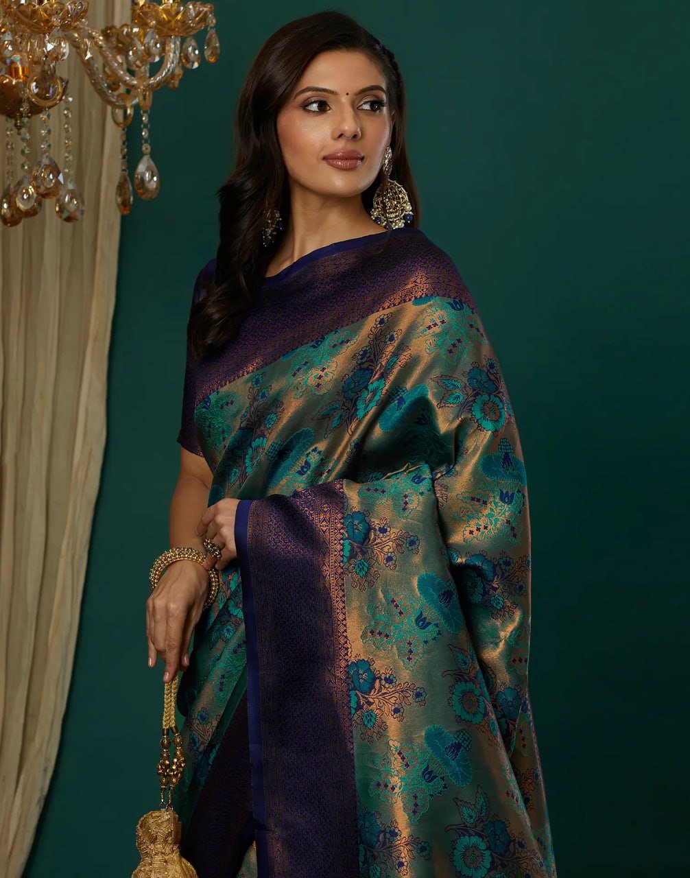printed banarasi saree details - ethnic modern