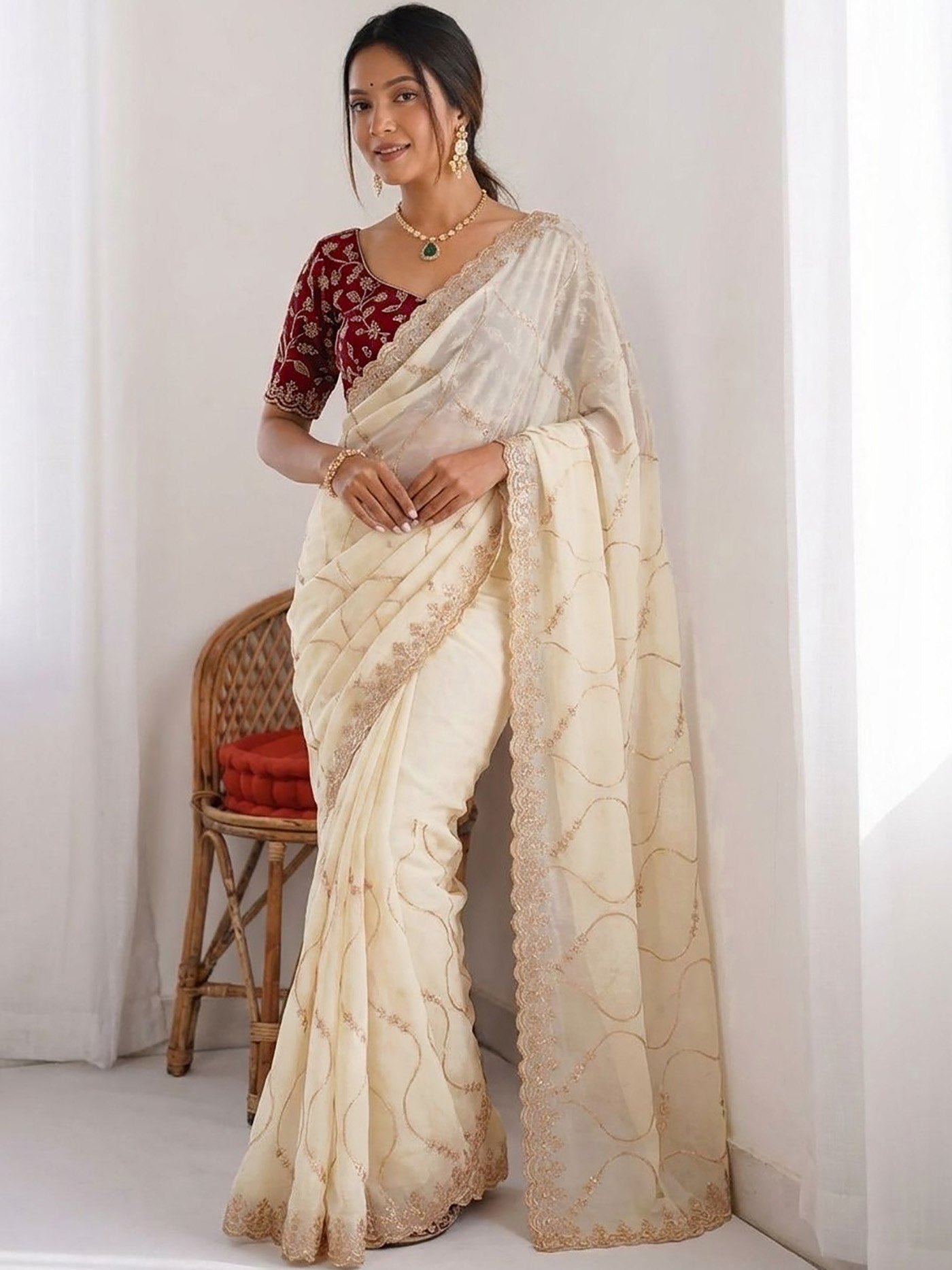 White Star Georgette Party Wear Saree 