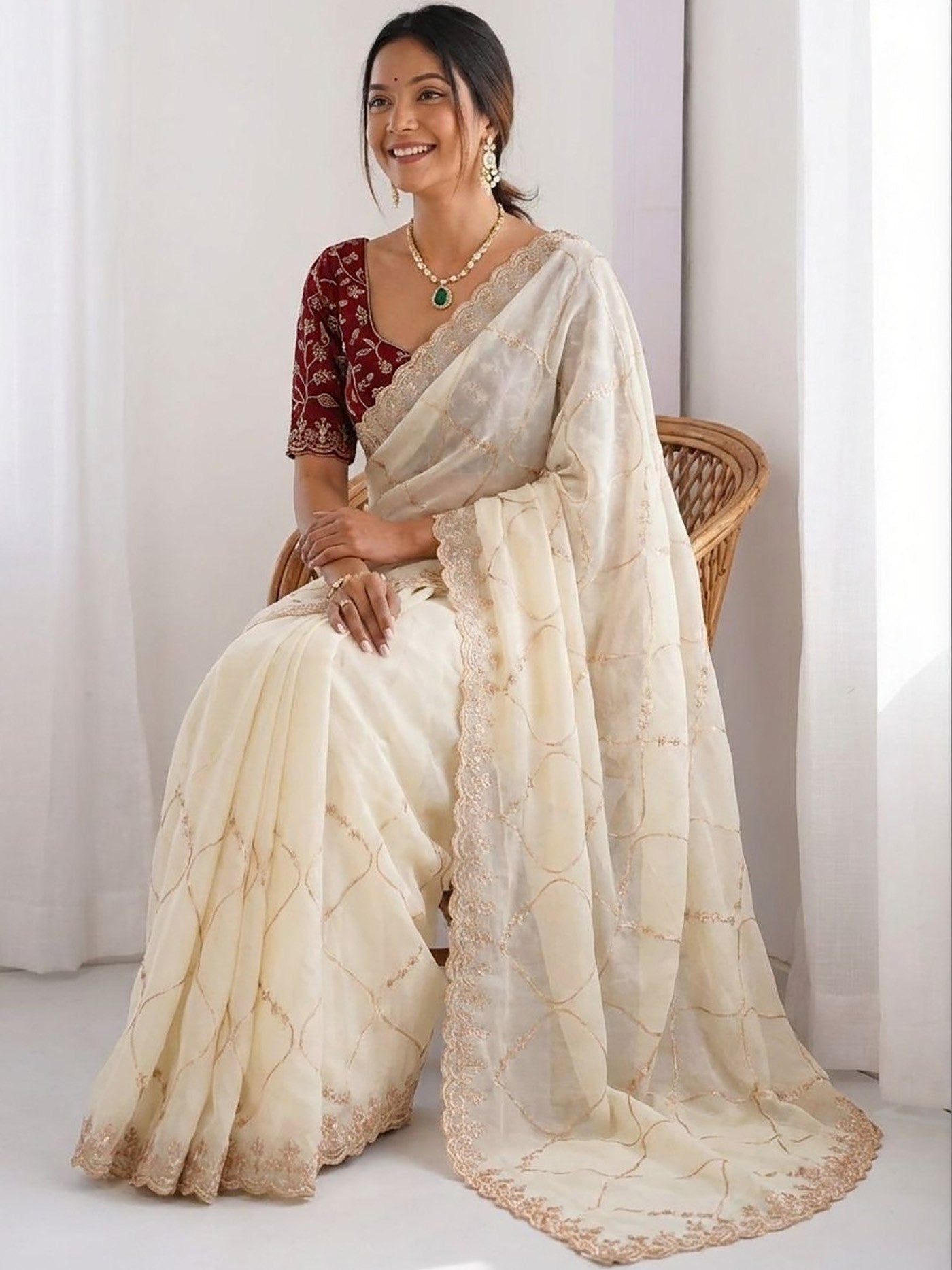 White Star Georgette Party Wear Saree 